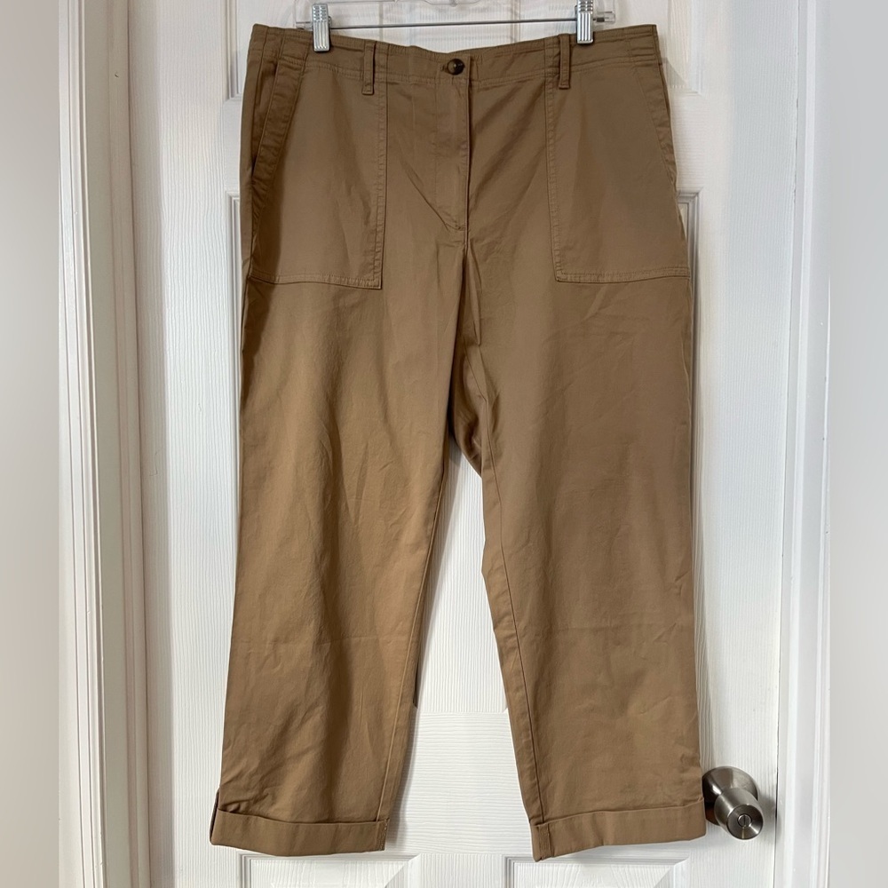 J.Jill Tan Khakis Capri Crop Pants Size 14